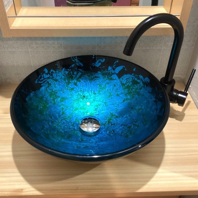 洗面ボウル グラデーションガラス-06 B146施工事例