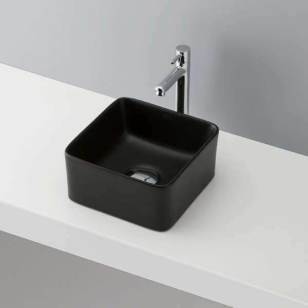 手洗い器 洗面ボウル 最終価格 角型手洗いボウル kuro B195 水栓・排水トラップ・排水金具4点