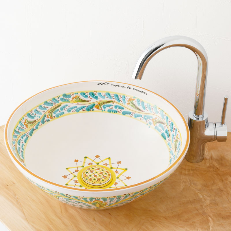 純錫　ボウル♪ 一つ 洗面ボウル シチリア陶器 H-BS013I｜おしゃれな洗面ボウル(洗面器)通販