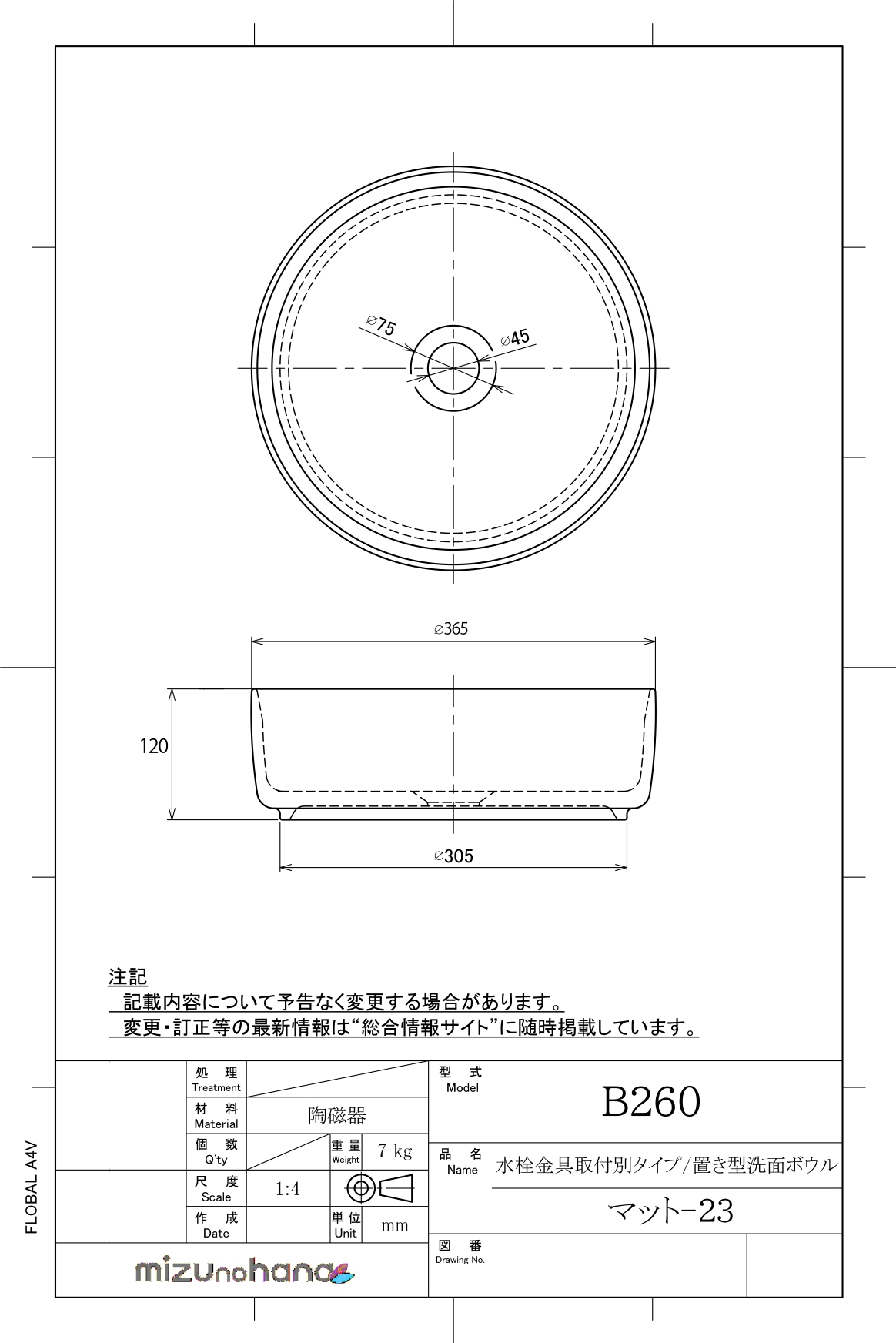洗面ボウル図面